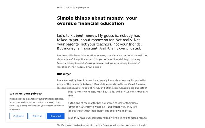 Screenshot of keeptogrow.com