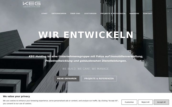 Screenshot of keg-holding.de