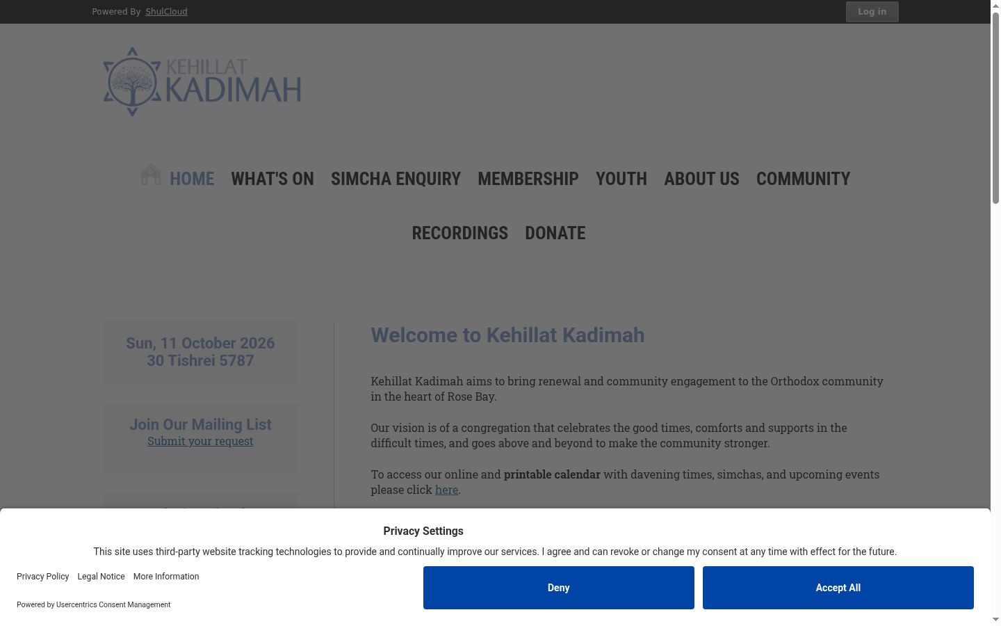 Screenshot of the consent banner shown before any interaction