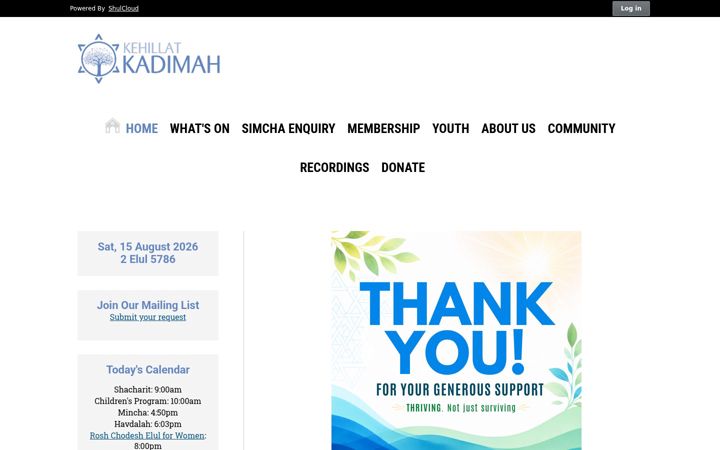 Screenshot of kehillatkadimah.org.au