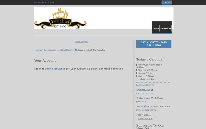 Screenshot of kehillatyavneh.org
