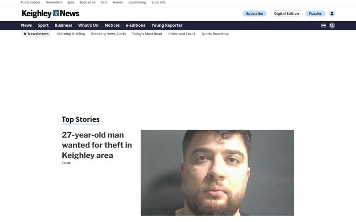 Screenshot of keighleynews.co.uk