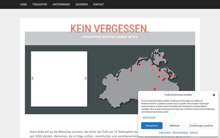 Screenshot of kein-vergessen-mv.de