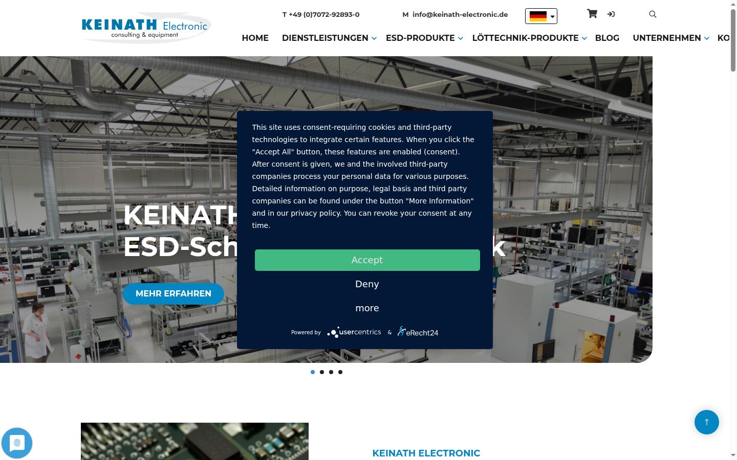 Screenshot des Einwilligungsbanners vor jeglicher Interaktion