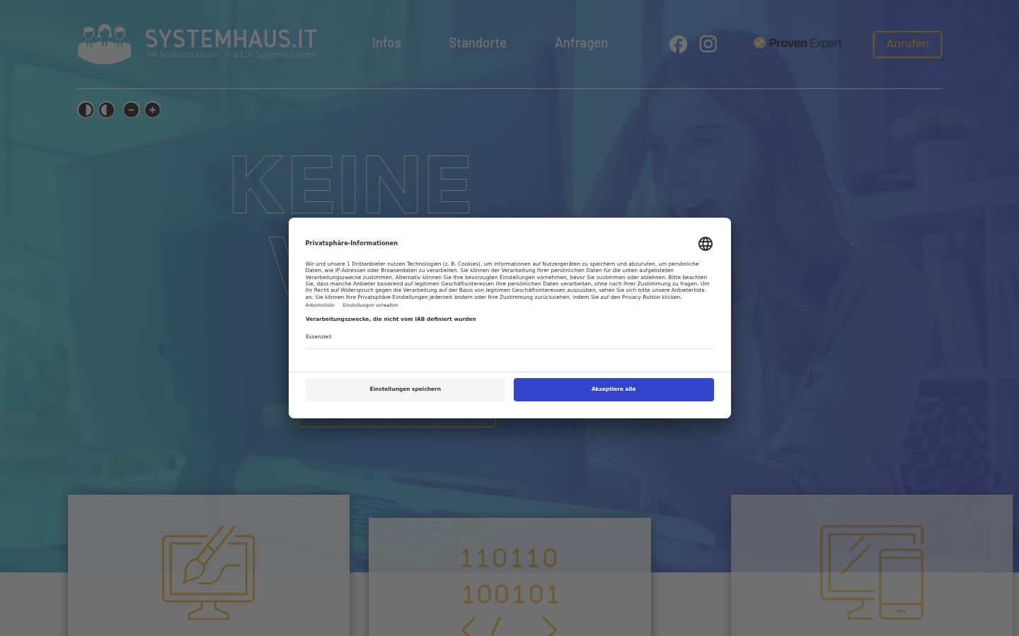 Screenshot del banner di consenso mostrato prima di qualsiasi interazione