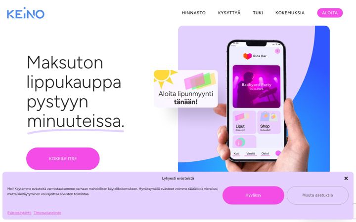Screenshot of keinoapp.fi