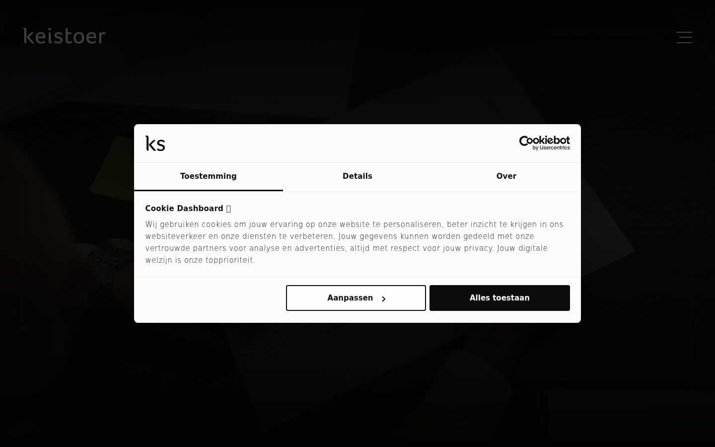 Screenshot del banner di consenso mostrato prima di qualsiasi interazione