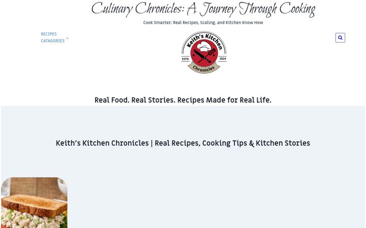 Screenshot of keithskitchenchronicles.com