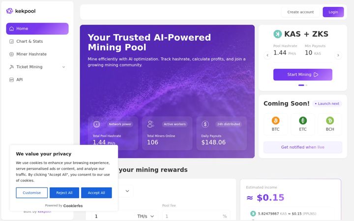 Screenshot of kekpool.com