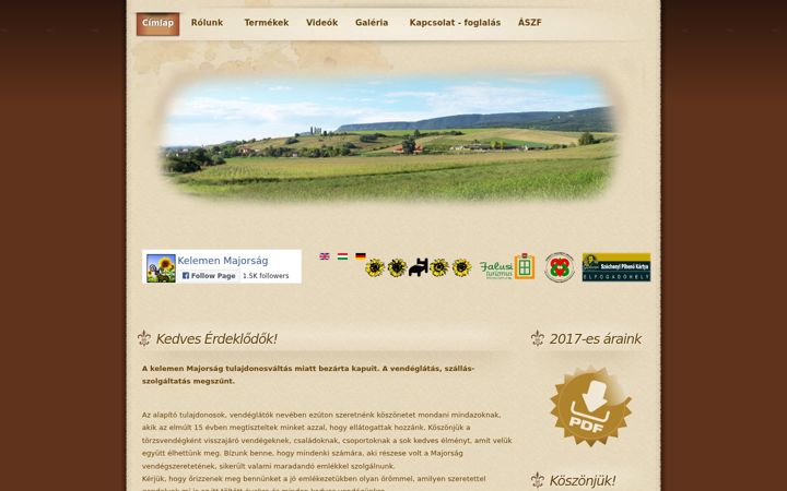 Screenshot of kelemenmajorsag.hu
