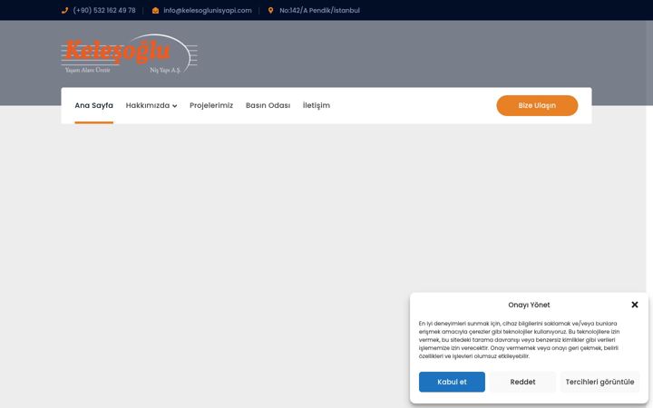 Screenshot of kelesoglunisyapi.com