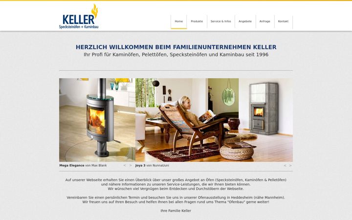 Screenshot of keller-specksteinoefen.de