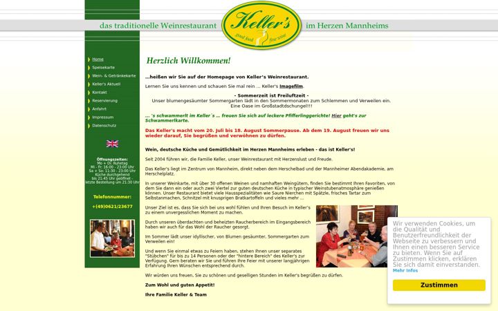 Screenshot of kellers-weinrestaurant.de