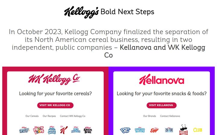 Screenshot ta' kelloggs.com