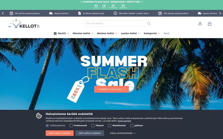 Screenshot of kellot.fi