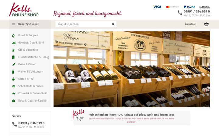 Screenshot von kells-shop.de