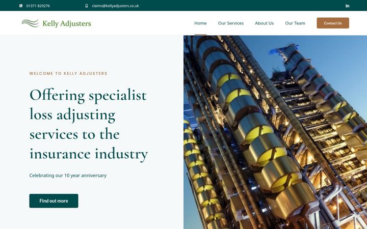 Screenshot of kellyadjusters.co.uk