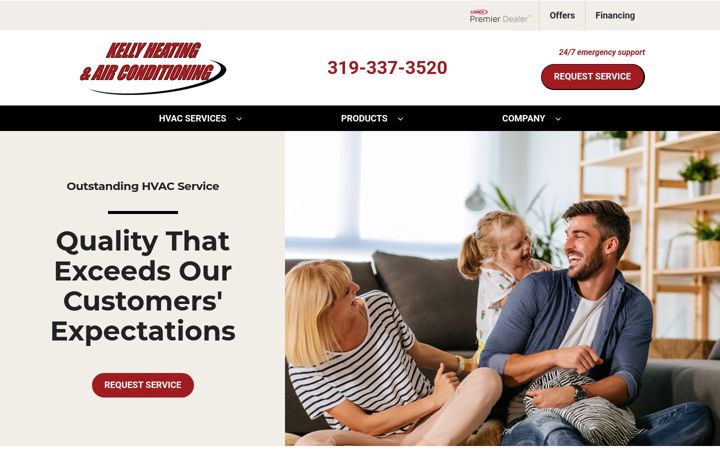 Screenshot of kellyheatingandair.com