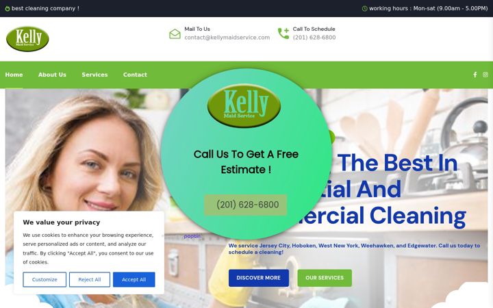 Screenshot of kellymaidservice.com