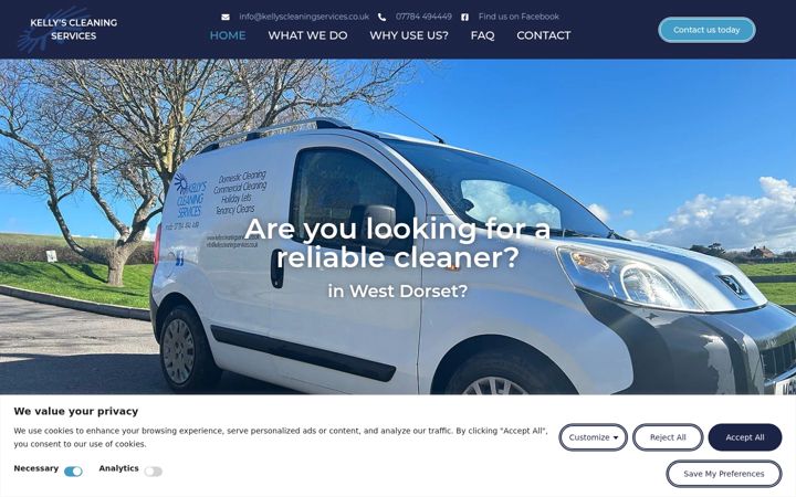 Screenshot of kellyscleaningservices.co.uk