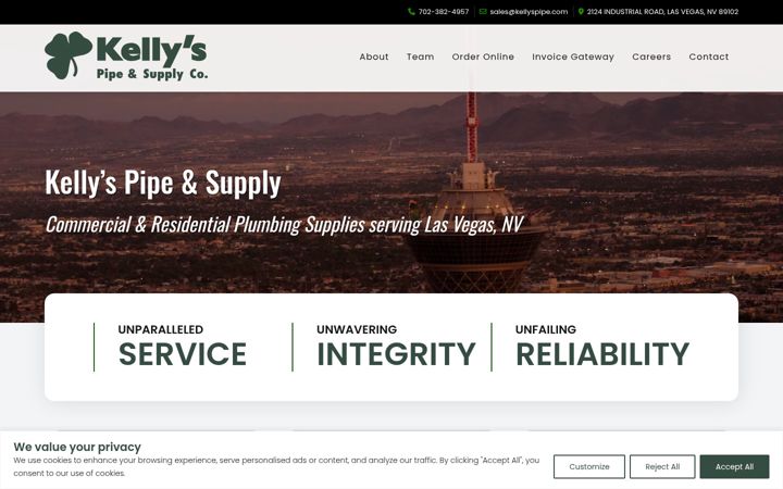Screenshot of kellyspipe.com