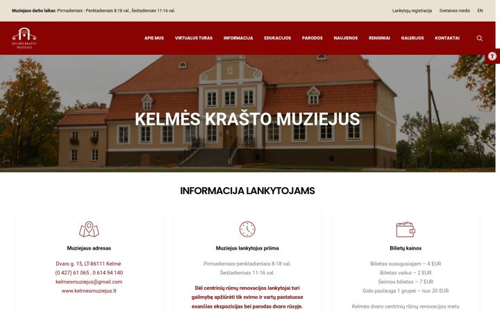 Screenshot of kelmesmuziejus.lt
