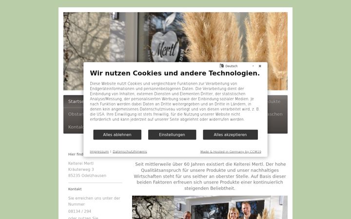 Screenshot of kelterei-mertl.de