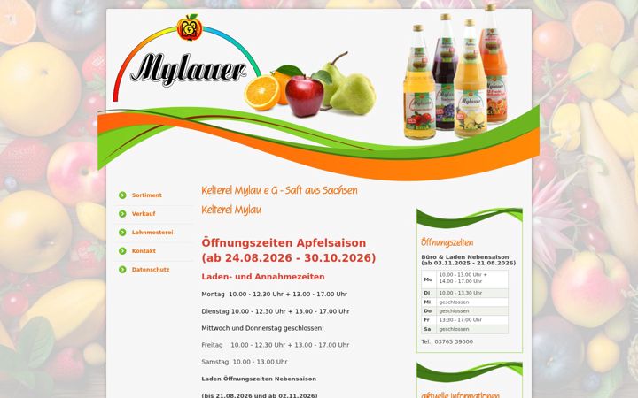 Screenshot of kelterei-mylau.de