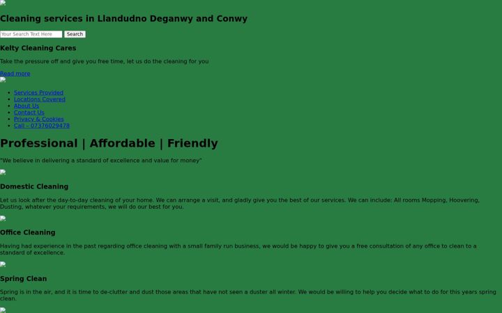 Screenshot of keltycleaning.co.uk