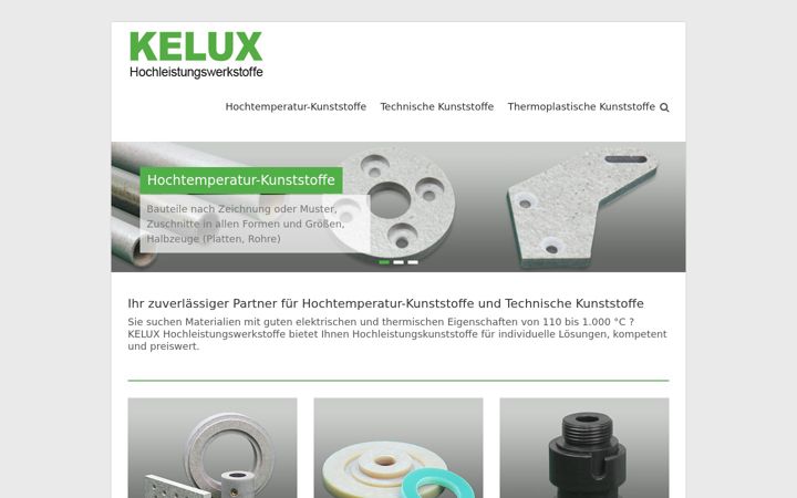 Screenshot of kelux-hochleistungswerkstoffe.de