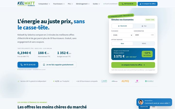Screenshot of kelwatt.fr