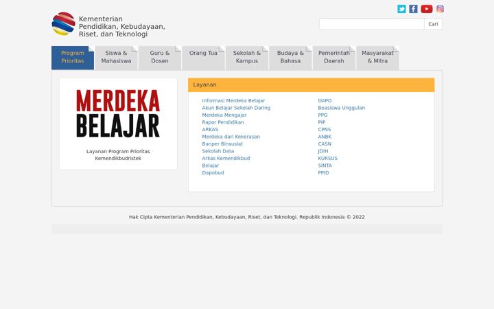 Screenshot of kemendikbudristek.com