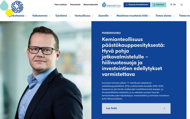 Screenshot of kemianteollisuus.fi