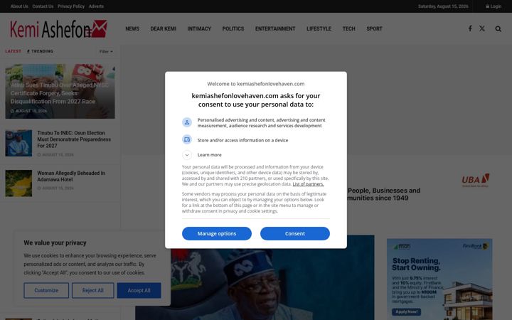 Screenshot of kemiashefonlovehaven.com