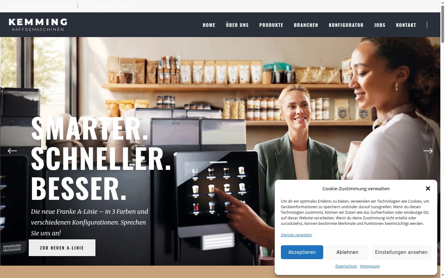 Screenshot des Einwilligungsbanners vor jeglicher Interaktion