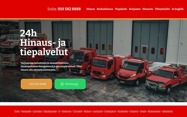 Screenshot of kempeleenhinaus.fi