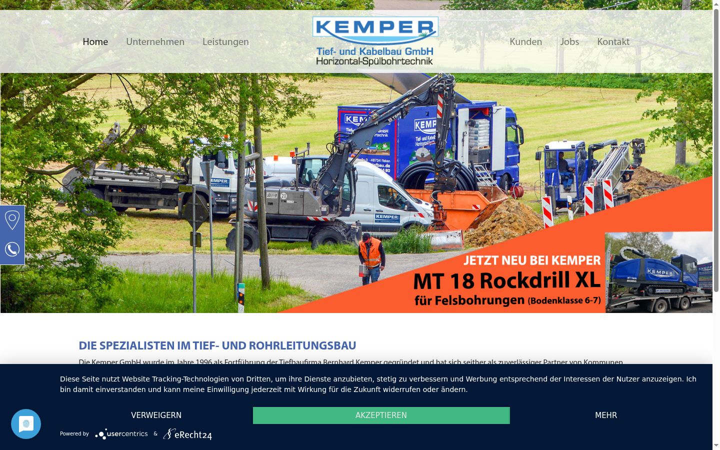Screenshot des Einwilligungsbanners vor jeglicher Interaktion