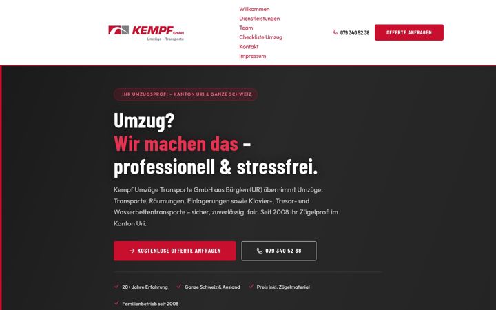 Screenshot of kempf-umzuege.ch