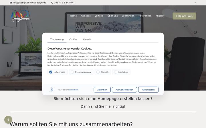 Screenshot of kempten-webdesign.de