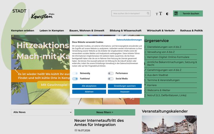 Screenshot of kempten.de