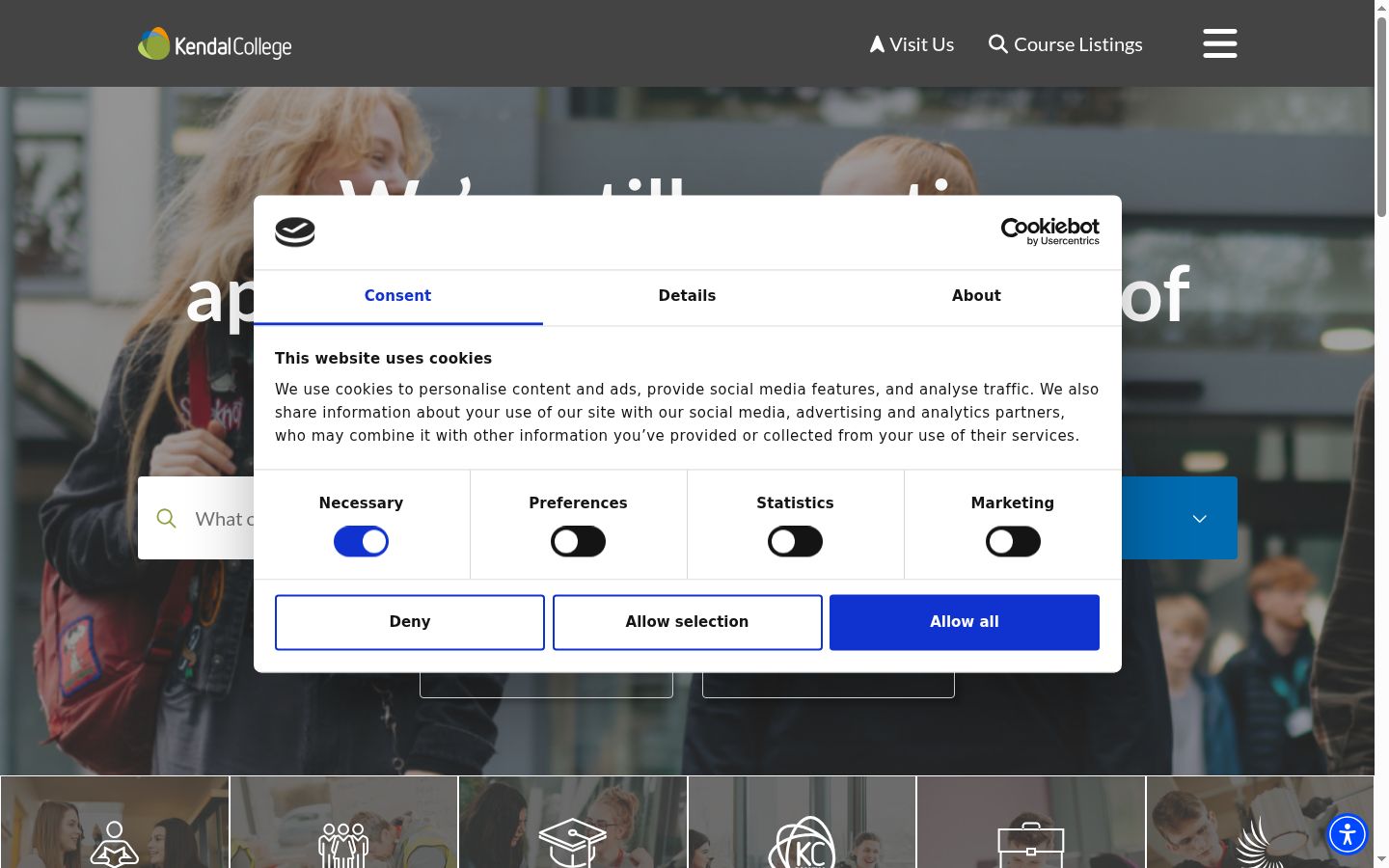 Screenshot del banner di consenso mostrato prima di qualsiasi interazione