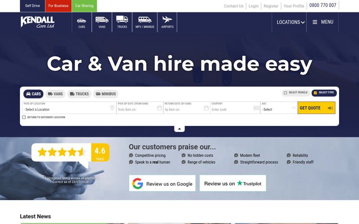 Screenshot of kendallcars.com