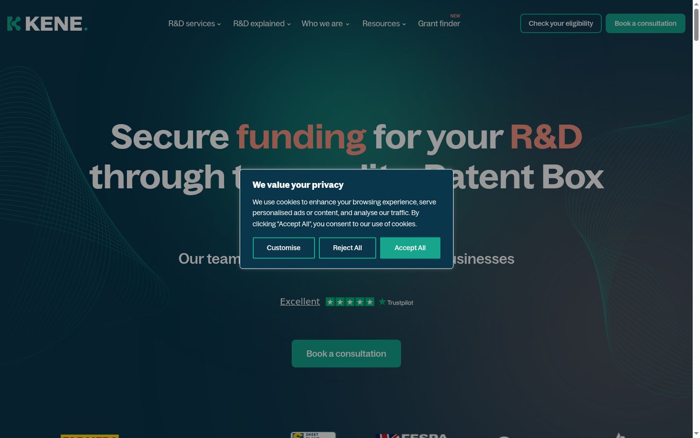 Screenshot of the consent banner shown before any interaction