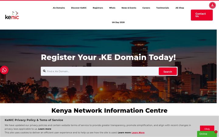 Screenshot of kenic.or.ke