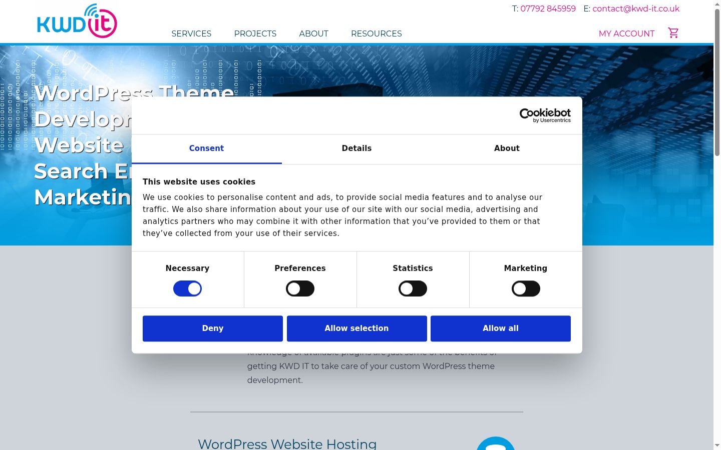 Screenshot del banner di consenso mostrato prima di qualsiasi interazione