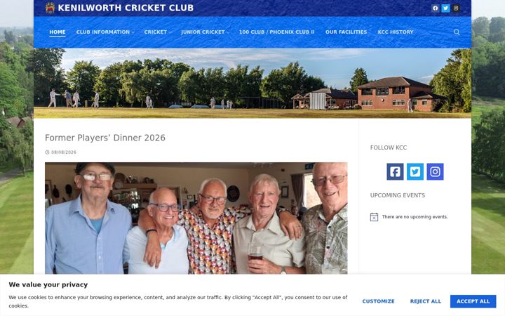 Screenshot of kenilworthcricketclub.co.uk