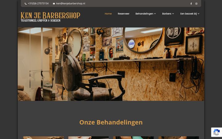 Screenshot of kenjebarbershop.nl