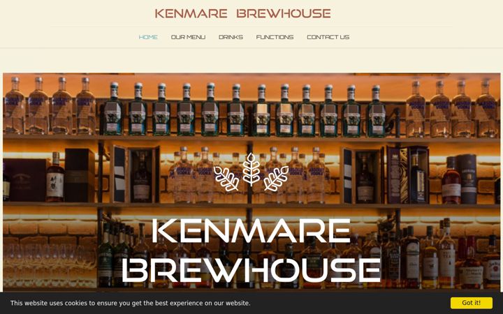 Screenshot of kenmarebrewhouse.com