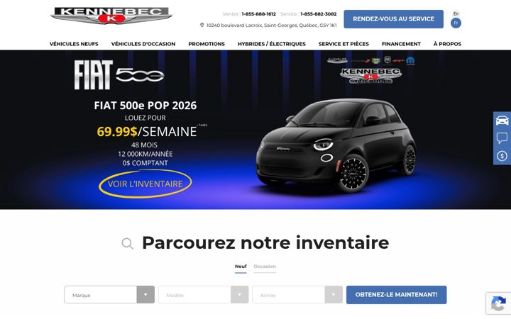 Screenshot of kennebecdodge.ca