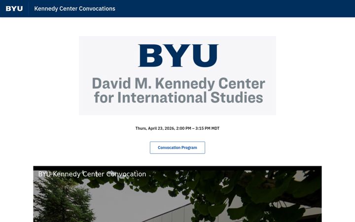 Screenshot of kennedyconvocations.byu.edu